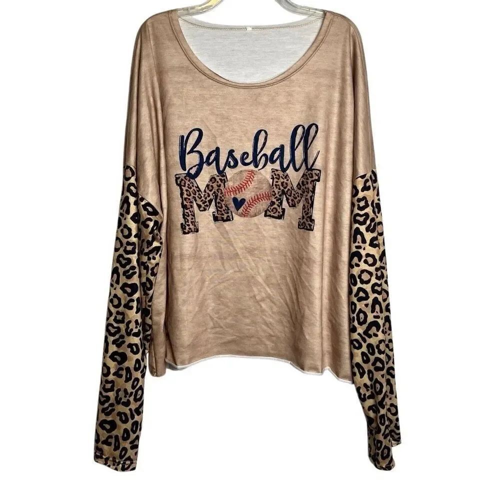 Baseball Mom Animal Print Sweatshirt 5XL